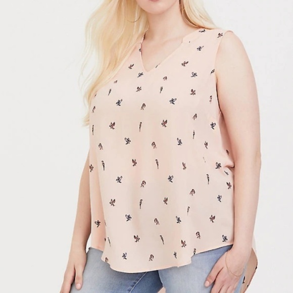 Torrid NWT Blush Bird Print Tank 2X - Picture 2 of 7